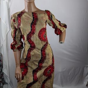 NWOT, AFRICAN PRINT KNEE LENGTH DRESS SIZE 22.